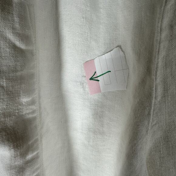 OSKA 100% Linen Wide Leg Cropped Pants White Elastic Waist Pockets Large - Picture 2 of 10